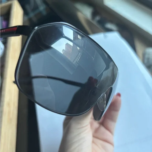 Stylish Black Prada Shield Sunglasses SPS53V1BO5S0 Linea Rosa